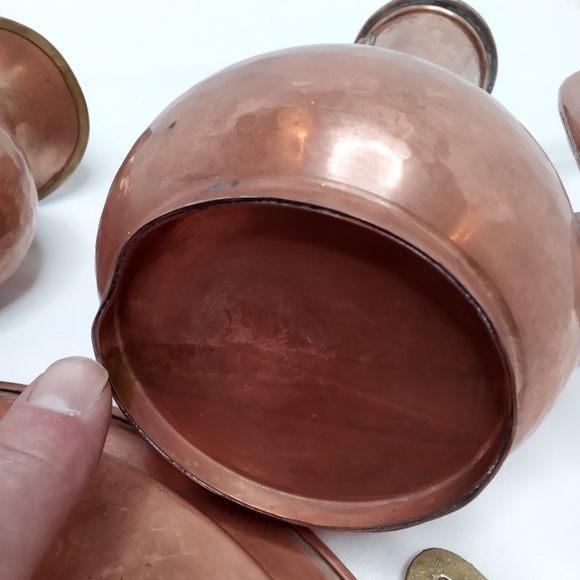 Vintage Hammered Copper 4 Piece Tea Set Complete - Picture 6 of 9